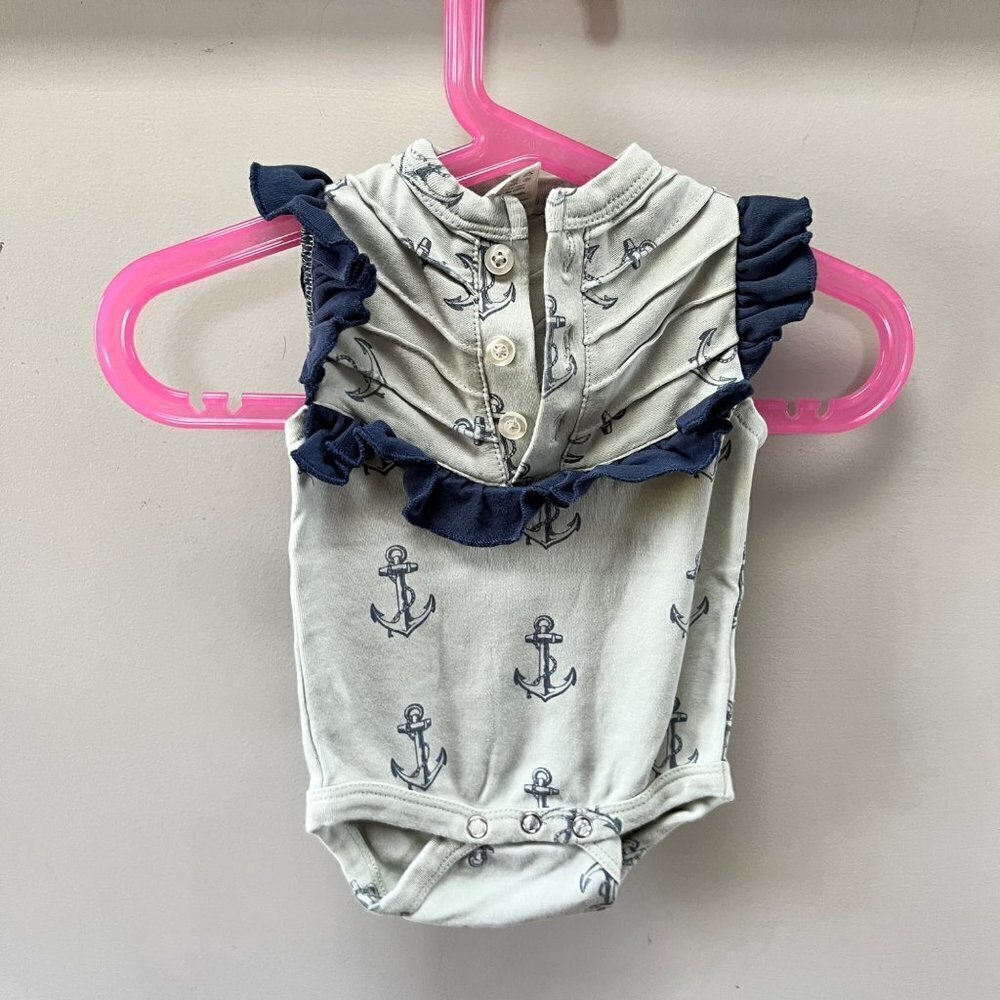 Kate Quinn Anchor Ruffle Top Romper-‎ Size 0-3 months